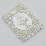 Boxed Victorian Sterling Silver Doves in Fountain Card Case Antique 1846 Birmingham