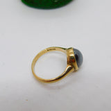 9ct Yellow Gold Cabochon Cut Haematite Dress Ring Vintage 1989 London
