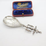Berthold Muller Dutch Sterling Silver Religious Tea Caddy Spoon c1880 Antique