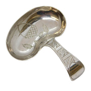 George III Sterling Silver Kidney Shaped Tea Caddy Spoon Antique 1809 Birmingham
