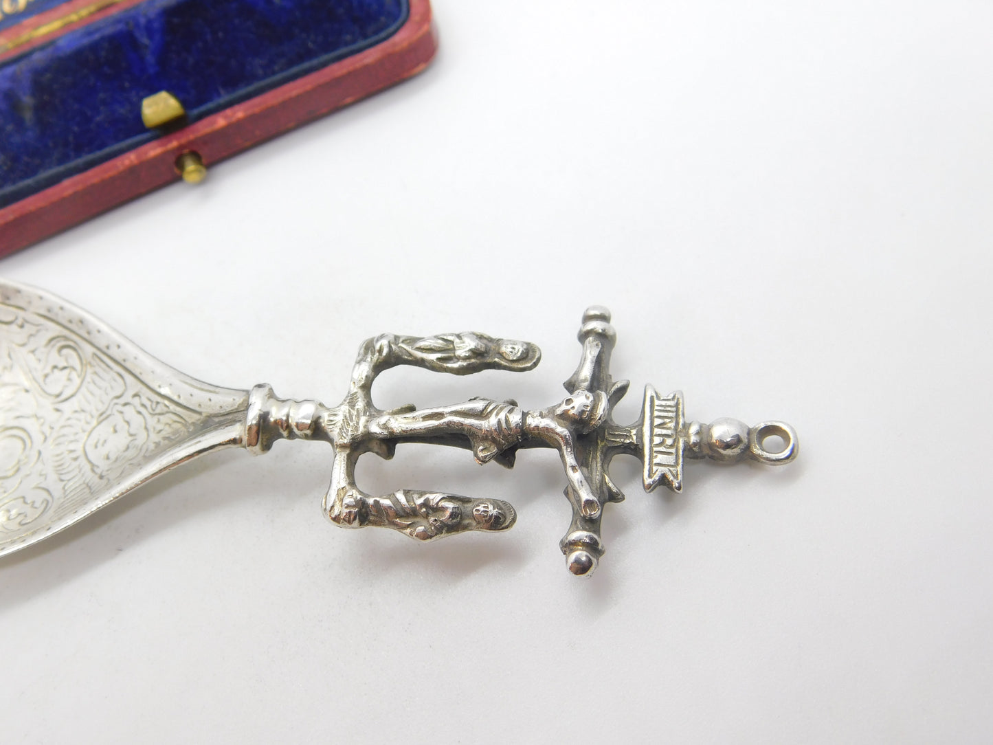 Berthold Muller Dutch Sterling Silver Religious Tea Caddy Spoon c1880 Antique