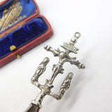 Berthold Muller Dutch Sterling Silver Religious Tea Caddy Spoon c1880 Antique