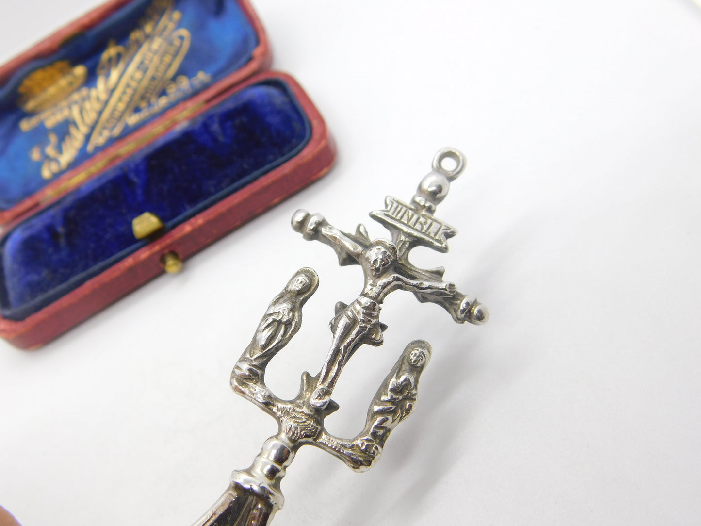 Berthold Muller Dutch Sterling Silver Religious Tea Caddy Spoon c1880 Antique