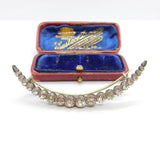 Large Victorian Paste Set Sterling Silver Crescent Moon Brooch Antique c1860