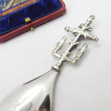 Berthold Muller Dutch Sterling Silver Religious Tea Caddy Spoon c1880 Antique