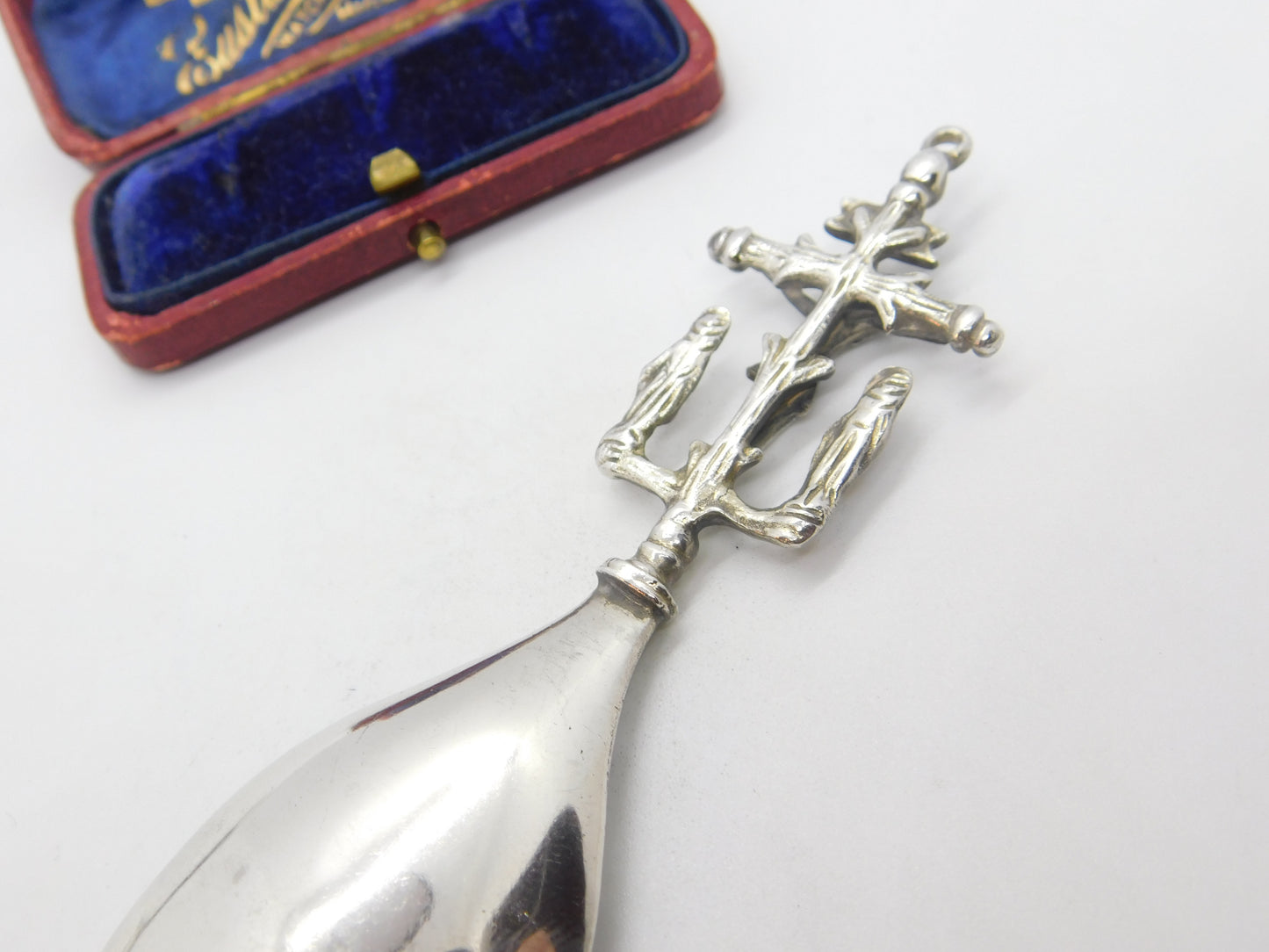 Berthold Muller Dutch Sterling Silver Religious Tea Caddy Spoon c1880 Antique