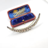 Large Victorian Paste Set Sterling Silver Crescent Moon Brooch Antique c1860