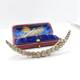 Large Victorian Paste Set Sterling Silver Crescent Moon Brooch Antique c1860