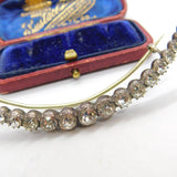 Large Victorian Paste Set Sterling Silver Crescent Moon Brooch Antique c1860