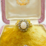 Fiery Opal and 0.5ct Diamond 18ct Yellow Gold Ring Antique Edwardian c1910