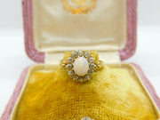 Fiery Opal and 0.5ct Diamond 18ct Yellow Gold Ring Antique Edwardian c1910