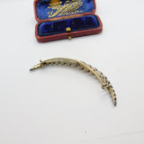 Large Victorian Paste Set Sterling Silver Crescent Moon Brooch Antique c1860