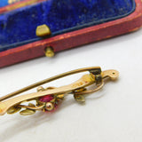 Edwardian 9ct Yellow Gold, Seed Pearl & Garnet Wreath Brooch c1910 Antique