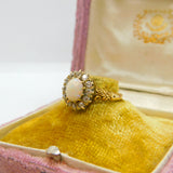 Fiery Opal and 0.5ct Diamond 18ct Yellow Gold Ring Antique Edwardian c1910