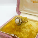 Fiery Opal and 0.5ct Diamond 18ct Yellow Gold Ring Antique Edwardian c1910