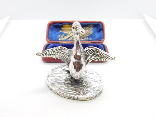 Sterling Silver Proud Duck or Drake Figurine Sculpture 2005 Sheffield Vintage