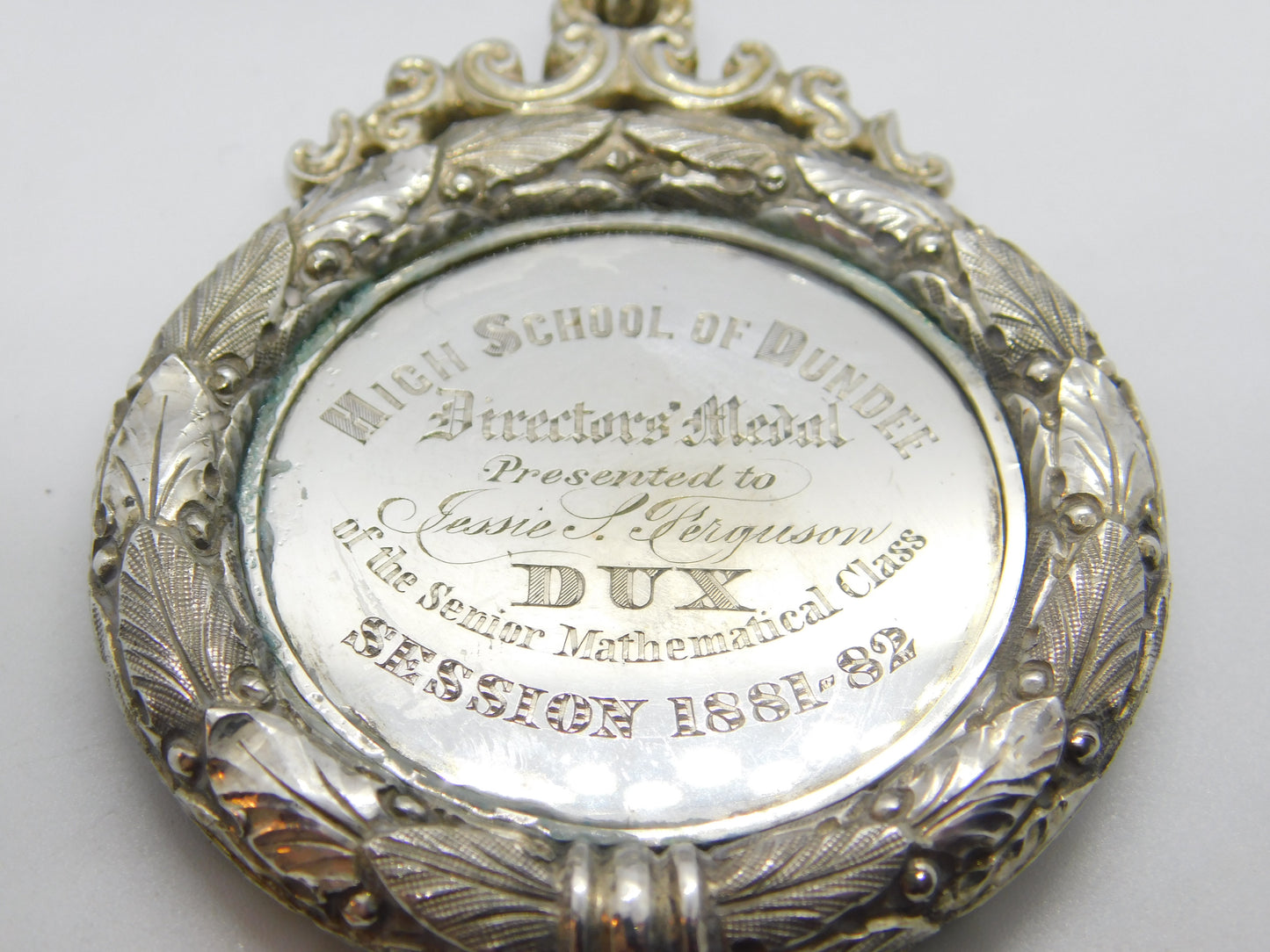 Dundee Scottish Provincial Sterling Silver Large High School of Dundee Fob 1881