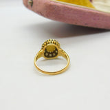 Fiery Opal and 0.5ct Diamond 18ct Yellow Gold Ring Antique Edwardian c1910