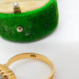 18ct Yellow Gold, Ethiopian Opal & Blue Enamel Dress Ring Vintage c1960