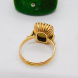 18ct Yellow Gold, Ethiopian Opal & Blue Enamel Dress Ring Vintage c1960