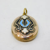 Victorian 9ct Gold Back & Front Enamel Locket Pendant Antique c1860