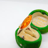 14ct Yellow Gold Modernist Baltic Amber Statement Ring Vintage c1990