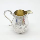 Victorian Sterling Silver Heart Crested Jug Antique 1865 Sheffield Art Nouveau