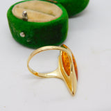 14ct Yellow Gold Modernist Baltic Amber Statement Ring Vintage c1990