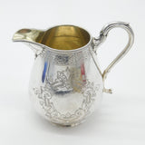Victorian Sterling Silver Heart Crested Jug Antique 1865 Sheffield Art Nouveau