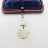 WWI Sterling Silver 'Touch Wood' with Lord's Prayer Charm Pendant c1915 Antique