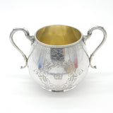 Victorian Sterling Silver Two-Handled Crested Sugar Bowl Antique 1865 Sheffield