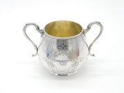 Victorian Sterling Silver Two-Handled Crested Sugar Bowl Antique 1865 Sheffield