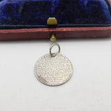 Victorian Sterling Silver Threepence Lord's Prayer Token Charm 1870 Antique