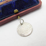 Victorian Sterling Silver Threepence Lord's Prayer Token Charm 1870 Antique