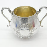 Victorian Sterling Silver Two-Handled Crested Sugar Bowl Antique 1865 Sheffield