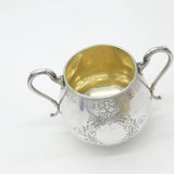 Victorian Sterling Silver Two-Handled Crested Sugar Bowl Antique 1865 Sheffield