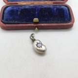 Victorian Sterling Silver Sardonyx Set Lucky Bean Charm Pendant c1880 Antique
