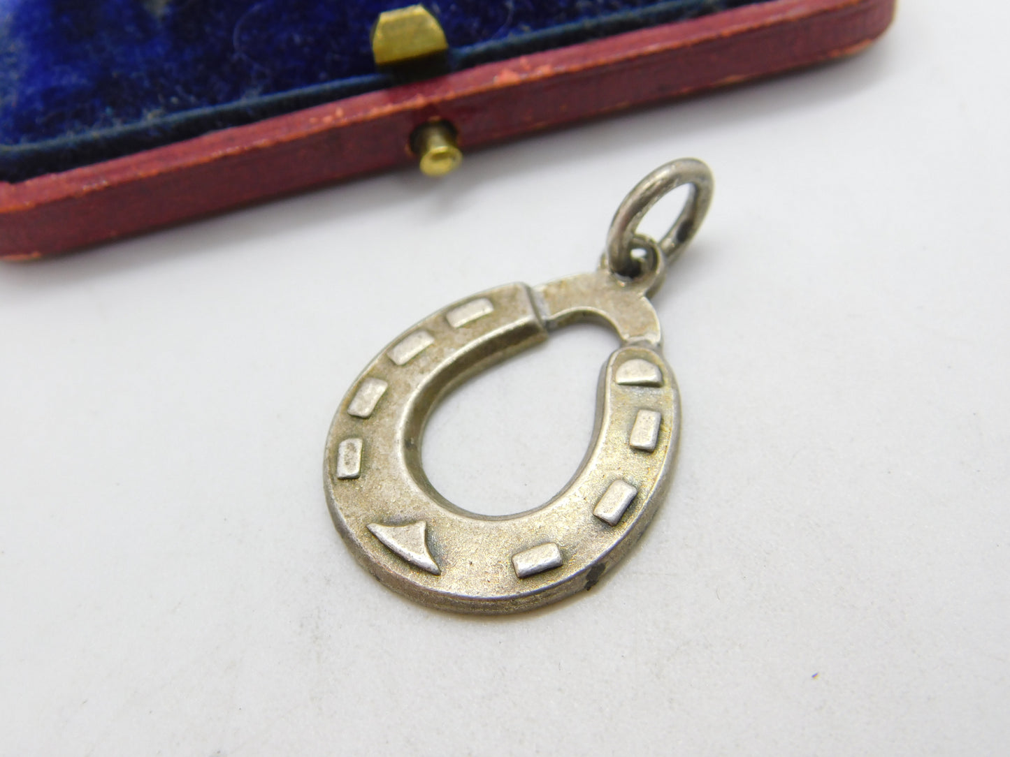 Sterling Silver Good Luck Horseshoe 'Good Luck' Pendant 1940 Antique Chester