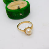 9ct Yellow Gold & Simulated Pearl Dress Ring Vintage 1977 London