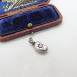 Victorian Sterling Silver Sardonyx Set Lucky Bean Charm Pendant c1880 Antique