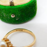 9ct Yellow Gold & Simulated Pearl Dress Ring Vintage 1977 London