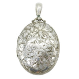 Victorian Sterling Silver Floral Pattern Sweetheart Locket Antique Birmingham