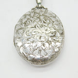 Victorian Sterling Silver Floral Pattern Sweetheart Locket Antique Birmingham