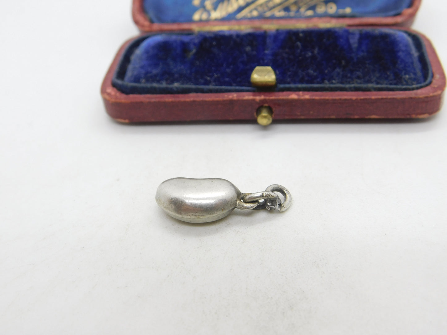 Victorian Sterling Silver Sardonyx Set Lucky Bean Charm Pendant c1880 Antique