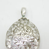 Victorian Sterling Silver Floral Pattern Sweetheart Locket Antique Birmingham