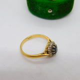 18ct Yellow Gold, 0.5ct Sapphire & Diamond Floral Dress Ring Vintage c1970