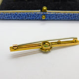 9ct Yellow Gold, Peridot & Seed Pearl Floral Sweetheart Brooch Antique c1910