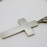 Victorian Sterling Silver Floral Micro-Mosaic Cross Necklace Antique c1860