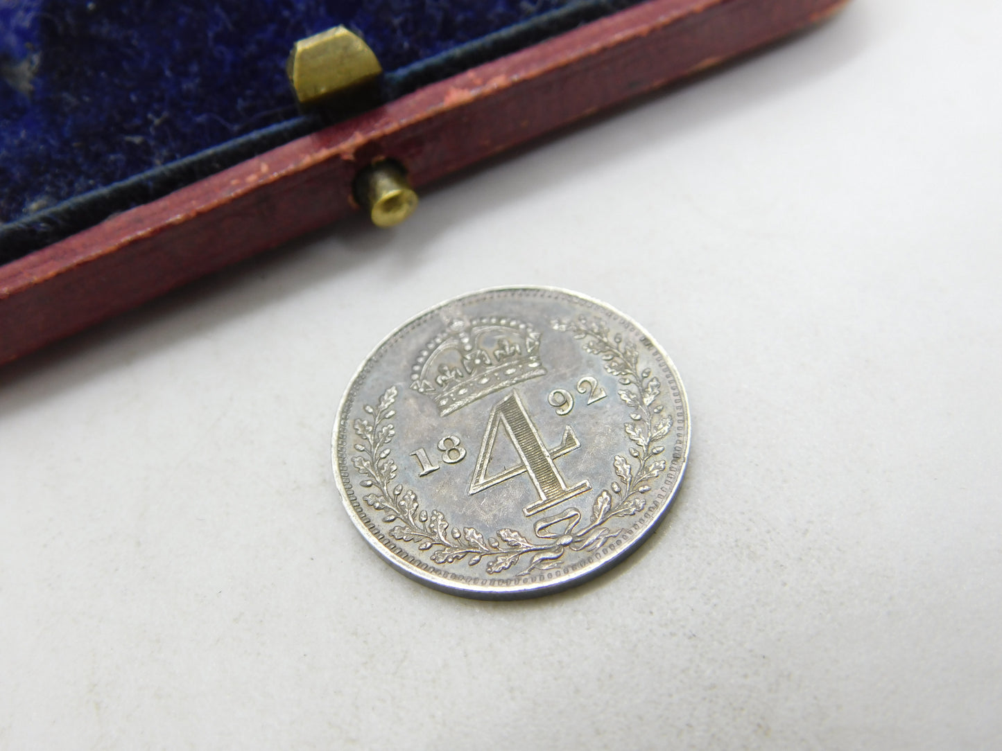 Queen Victorian Silver Maundy Fourpence Coin 1892 Very Fine Condition Antique