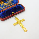 Edwardian Large 9ct Yellow Gold Ivy Leaf Pattern Cross Pendant 1910 Birmingham